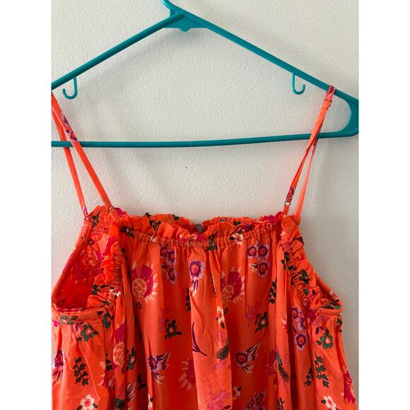 Anthropologie Dress Women's Medium Orange Maxi Floral Quilted Long Boho NWT - Picture 6 of 7
